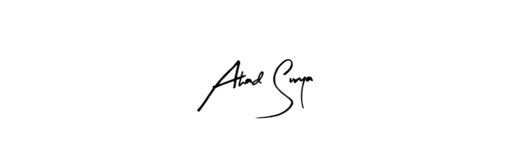 Use a signature maker to create a handwritten signature online. With this signature software, you can design (Arty Signature) your own signature for name Ahad Surya. Ahad Surya signature style 8 images and pictures png