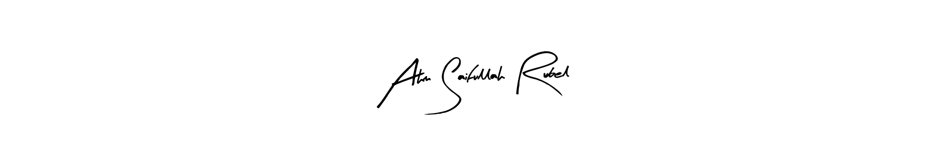 Arty Signature is a professional signature style that is perfect for those who want to add a touch of class to their signature. It is also a great choice for those who want to make their signature more unique. Get Ahm Saifullah Rubel name to fancy signature for free. Ahm Saifullah Rubel signature style 8 images and pictures png