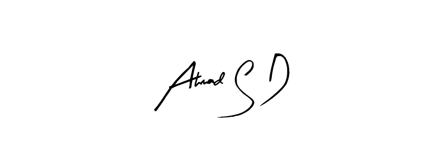 How to make Ahmad S D name signature. Use Arty Signature style for creating short signs online. This is the latest handwritten sign. Ahmad S D signature style 8 images and pictures png