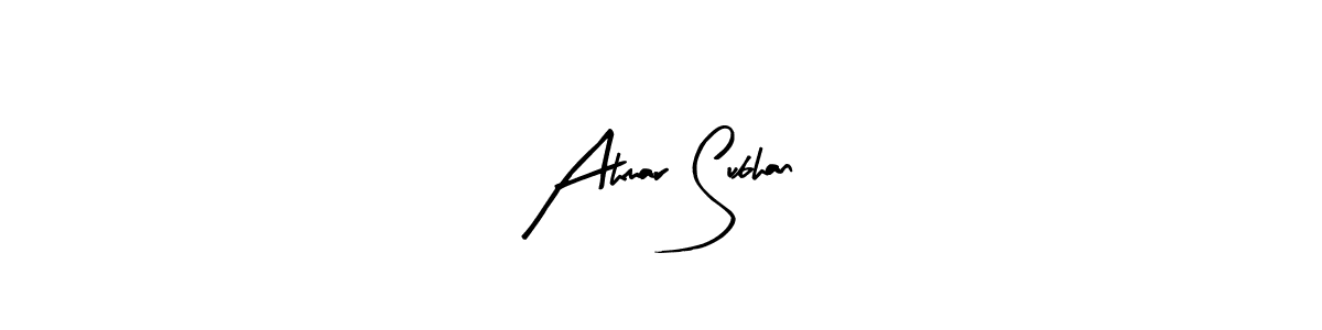 You should practise on your own different ways (Arty Signature) to write your name (Ahmar Subhan) in signature. don't let someone else do it for you. Ahmar Subhan signature style 8 images and pictures png