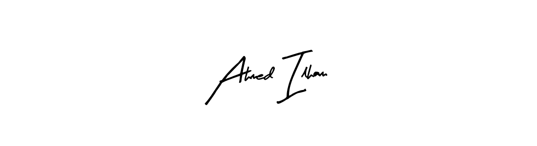 This is the best signature style for the Ahmed Ilham name. Also you like these signature font (Arty Signature). Mix name signature. Ahmed Ilham signature style 8 images and pictures png