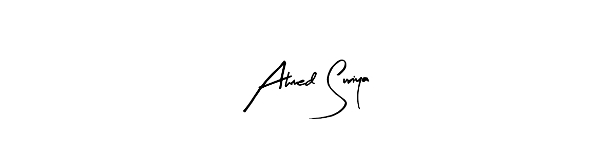 Use a signature maker to create a handwritten signature online. With this signature software, you can design (Arty Signature) your own signature for name Ahmed Suriya. Ahmed Suriya signature style 8 images and pictures png