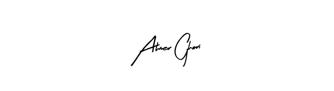 Arty Signature is a professional signature style that is perfect for those who want to add a touch of class to their signature. It is also a great choice for those who want to make their signature more unique. Get Ahmer Ghori name to fancy signature for free. Ahmer Ghori signature style 8 images and pictures png