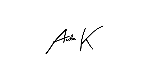 The best way (Arty Signature) to make a short signature is to pick only two or three words in your name. The name Aida K include a total of six letters. For converting this name. Aida K signature style 8 images and pictures png