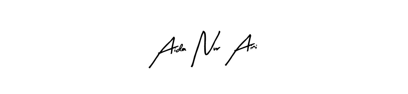 Arty Signature is a professional signature style that is perfect for those who want to add a touch of class to their signature. It is also a great choice for those who want to make their signature more unique. Get Aida Nur Aini name to fancy signature for free. Aida Nur Aini signature style 8 images and pictures png