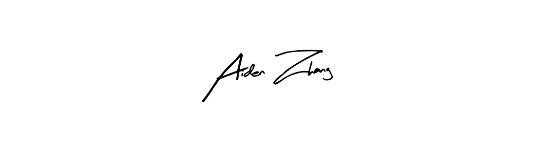 Arty Signature is a professional signature style that is perfect for those who want to add a touch of class to their signature. It is also a great choice for those who want to make their signature more unique. Get Aiden Zhang name to fancy signature for free. Aiden Zhang signature style 8 images and pictures png