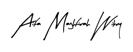 Download transparent PNG signature for name Aifa Maghfirah Wikry styled with Arty Signature font. Ready to paste directly into PDF and Word agreements. Aifa Maghfirah Wikry signature style 8 images and pictures png