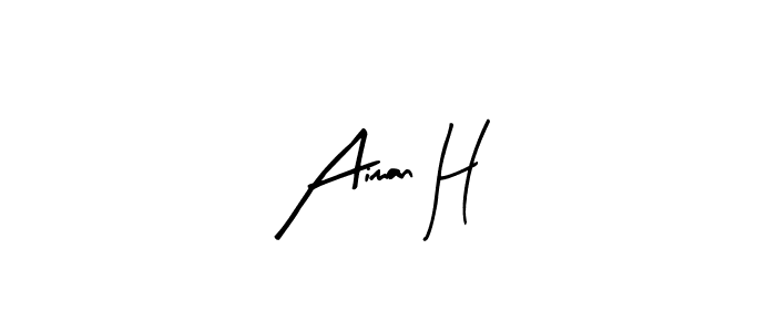 Arty Signature is a professional signature style that is perfect for those who want to add a touch of class to their signature. It is also a great choice for those who want to make their signature more unique. Get Aiman H name to fancy signature for free. Aiman H signature style 8 images and pictures png