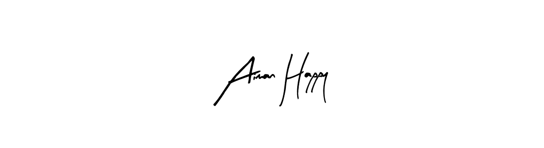 How to make Aiman Happy name signature. Use Arty Signature style for creating short signs online. This is the latest handwritten sign. Aiman Happy signature style 8 images and pictures png