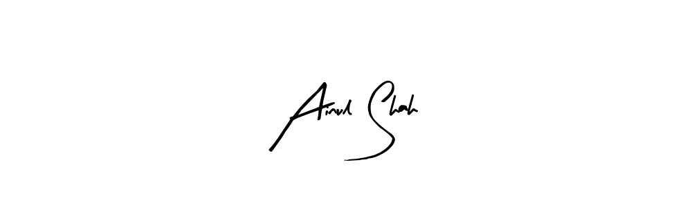 How to make Ainul Shah name signature. Use Arty Signature style for creating short signs online. This is the latest handwritten sign. Ainul Shah signature style 8 images and pictures png