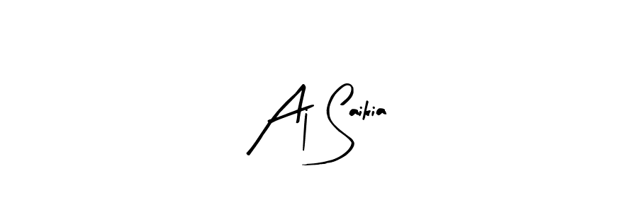 Use a signature maker to create a handwritten signature online. With this signature software, you can design (Arty Signature) your own signature for name Aj Saikia. Aj Saikia signature style 8 images and pictures png