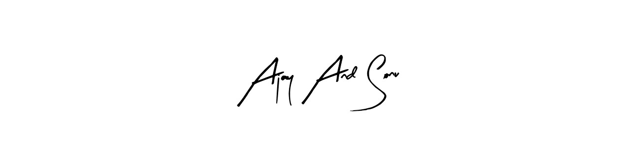 Ajay And Sonu stylish signature style. Best Handwritten Sign (Arty Signature) for my name. Handwritten Signature Collection Ideas for my name Ajay And Sonu. Ajay And Sonu signature style 8 images and pictures png