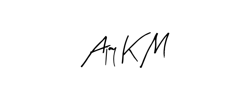 How to make Ajay K M name signature. Use Arty Signature style for creating short signs online. This is the latest handwritten sign. Ajay K M signature style 8 images and pictures png