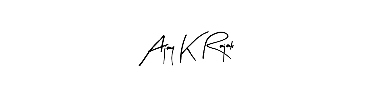 How to make Ajay K Rajak name signature. Use Arty Signature style for creating short signs online. This is the latest handwritten sign. Ajay K Rajak signature style 8 images and pictures png