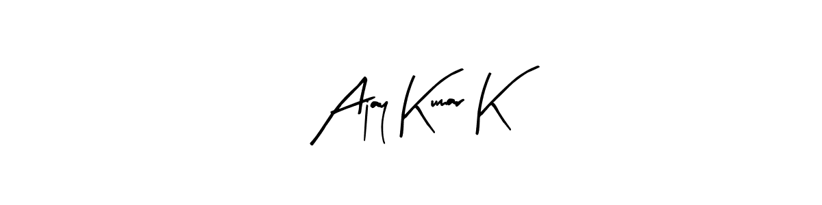 It looks lik you need a new signature style for name Ajay Kumar K. Design unique handwritten (Arty Signature) signature with our free signature maker in just a few clicks. Ajay Kumar K signature style 8 images and pictures png