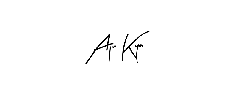 How to make Ajin Kya name signature. Use Arty Signature style for creating short signs online. This is the latest handwritten sign. Ajin Kya signature style 8 images and pictures png