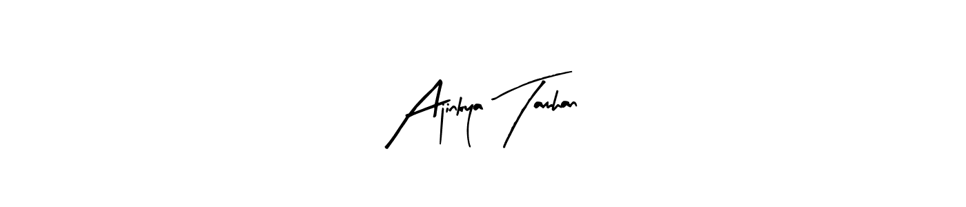 The best way (Arty Signature) to make a short signature is to pick only two or three words in your name. The name Ajinkya Tamhan include a total of six letters. For converting this name. Ajinkya Tamhan signature style 8 images and pictures png