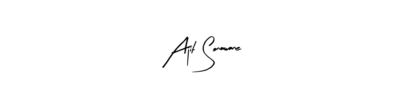 Arty Signature is a professional signature style that is perfect for those who want to add a touch of class to their signature. It is also a great choice for those who want to make their signature more unique. Get Ajit Sonawane name to fancy signature for free. Ajit Sonawane signature style 8 images and pictures png