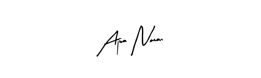 Arty Signature is a professional signature style that is perfect for those who want to add a touch of class to their signature. It is also a great choice for those who want to make their signature more unique. Get Ajwa Noman name to fancy signature for free. Ajwa Noman signature style 8 images and pictures png