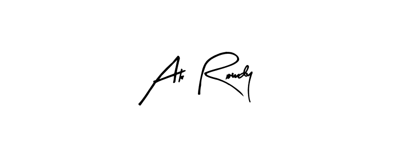 How to make Ak Rowdy name signature. Use Arty Signature style for creating short signs online. This is the latest handwritten sign. Ak Rowdy signature style 8 images and pictures png