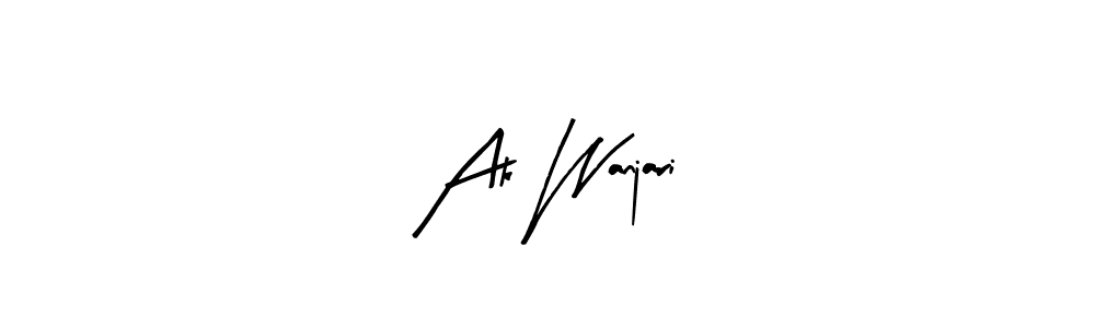 The best way (Arty Signature) to make a short signature is to pick only two or three words in your name. The name Ak Wanjari include a total of six letters. For converting this name. Ak Wanjari signature style 8 images and pictures png