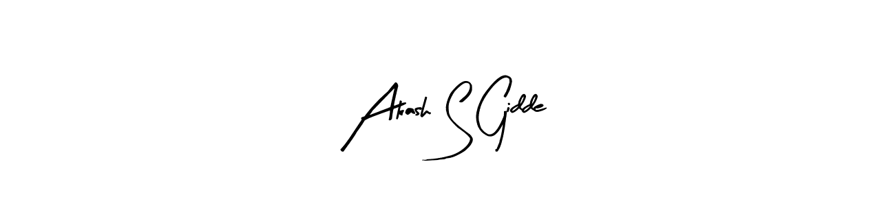 Arty Signature is a professional signature style that is perfect for those who want to add a touch of class to their signature. It is also a great choice for those who want to make their signature more unique. Get Akash S Gidde name to fancy signature for free. Akash S Gidde signature style 8 images and pictures png