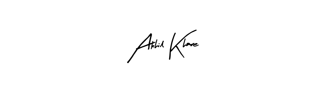 Arty Signature is a professional signature style that is perfect for those who want to add a touch of class to their signature. It is also a great choice for those who want to make their signature more unique. Get Akhil Khare name to fancy signature for free. Akhil Khare signature style 8 images and pictures png