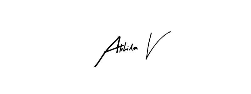 Similarly Arty Signature is the best handwritten signature design. Signature creator online .You can use it as an online autograph creator for name Akhila V. Akhila V signature style 8 images and pictures png