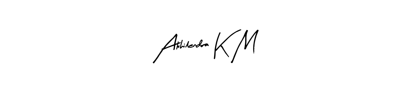 You should practise on your own different ways (Arty Signature) to write your name (Akhilendra K M) in signature. don't let someone else do it for you. Akhilendra K M signature style 8 images and pictures png