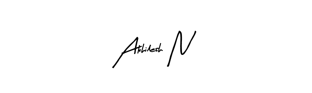 The best way (Arty Signature) to make a short signature is to pick only two or three words in your name. The name Akhilesh N include a total of six letters. For converting this name. Akhilesh N signature style 8 images and pictures png