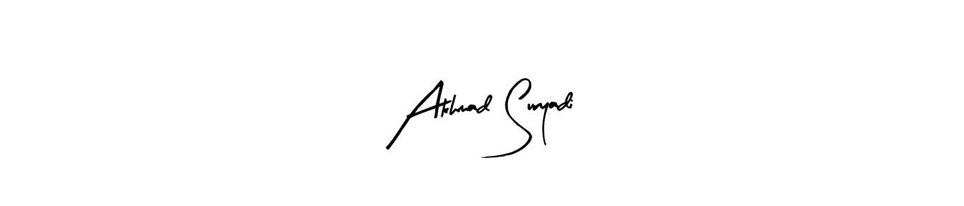 Make a beautiful signature design for name Akhmad Suryadi. With this signature (Arty Signature) style, you can create a handwritten signature for free. Akhmad Suryadi signature style 8 images and pictures png