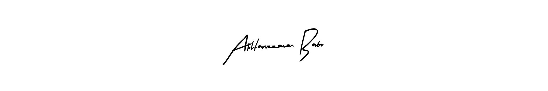 The best way (Arty Signature) to make a short signature is to pick only two or three words in your name. The name Akhtaruzzaman Babu include a total of six letters. For converting this name. Akhtaruzzaman Babu signature style 8 images and pictures png