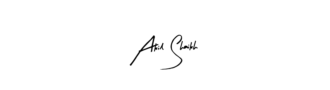 How to make Akil Shaikh name signature. Use Arty Signature style for creating short signs online. This is the latest handwritten sign. Akil Shaikh signature style 8 images and pictures png