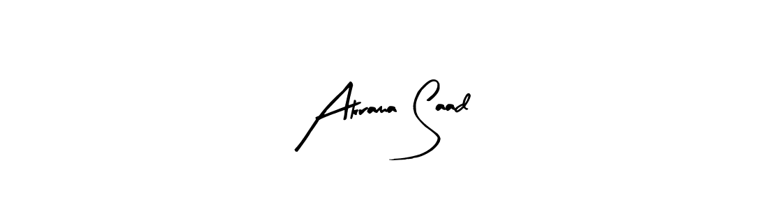 How to make Akrama Saad name signature. Use Arty Signature style for creating short signs online. This is the latest handwritten sign. Akrama Saad signature style 8 images and pictures png