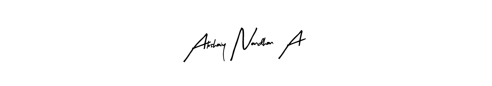 The best way (Arty Signature) to make a short signature is to pick only two or three words in your name. The name Akshaiy Nandhan A include a total of six letters. For converting this name. Akshaiy Nandhan A signature style 8 images and pictures png