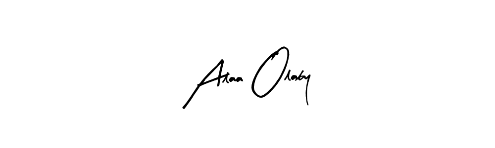 Arty Signature is a professional signature style that is perfect for those who want to add a touch of class to their signature. It is also a great choice for those who want to make their signature more unique. Get Alaa Olaby name to fancy signature for free. Alaa Olaby signature style 8 images and pictures png