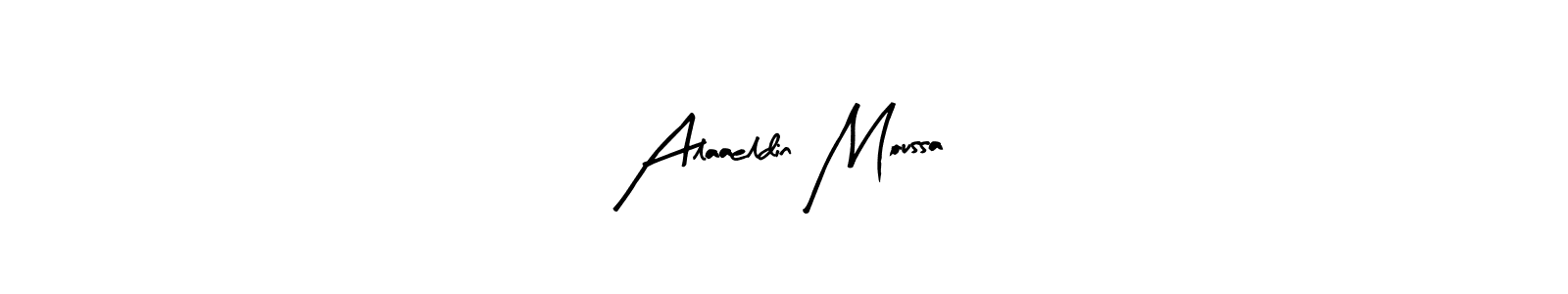 Create a beautiful signature design for name Alaaeldin Moussa. With this signature (Arty Signature) fonts, you can make a handwritten signature for free. Alaaeldin Moussa signature style 8 images and pictures png