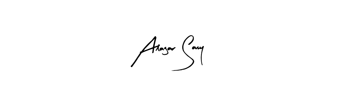 The best way (Arty Signature) to make a short signature is to pick only two or three words in your name. The name Alagar Samy include a total of six letters. For converting this name. Alagar Samy signature style 8 images and pictures png