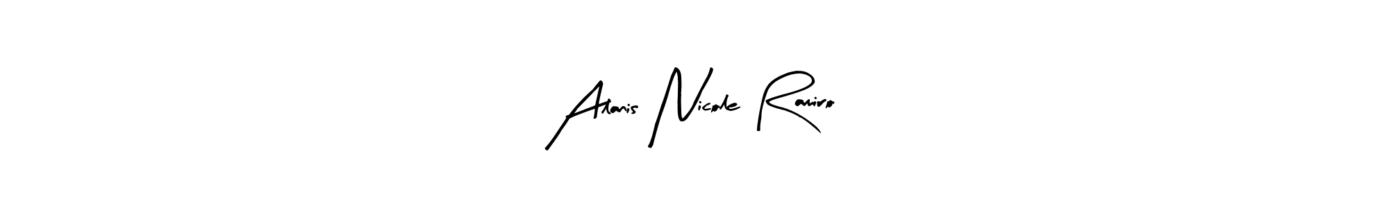 Similarly Arty Signature is the best handwritten signature design. Signature creator online .You can use it as an online autograph creator for name Alanis Nicole Ramiro. Alanis Nicole Ramiro signature style 8 images and pictures png