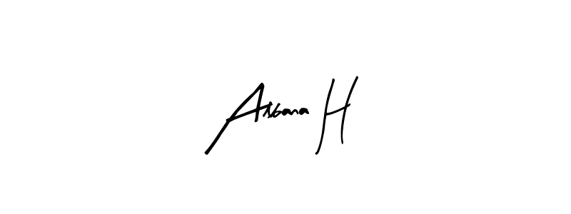 How to make Albana H name signature. Use Arty Signature style for creating short signs online. This is the latest handwritten sign. Albana H signature style 8 images and pictures png