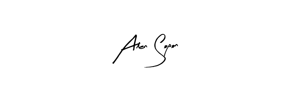 if you are searching for the best signature style for your name Alen Sopon. so please give up your signature search. here we have designed multiple signature styles  using Arty Signature. Alen Sopon signature style 8 images and pictures png