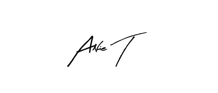 Also You can easily find your signature by using the search form. We will create Alfie T name handwritten signature images for you free of cost using Arty Signature sign style. Alfie T signature style 8 images and pictures png