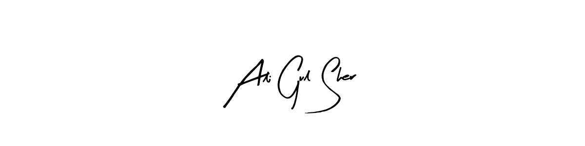 The best way (Arty Signature) to make a short signature is to pick only two or three words in your name. The name Ali Gul Sher include a total of six letters. For converting this name. Ali Gul Sher signature style 8 images and pictures png