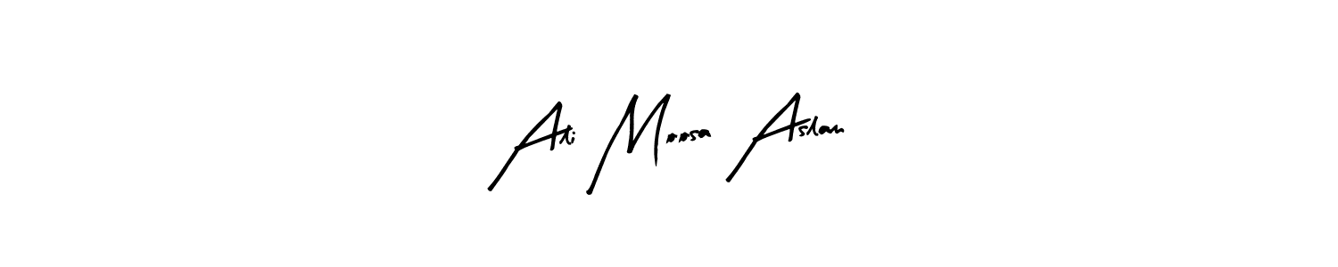 The best way (Arty Signature) to make a short signature is to pick only two or three words in your name. The name Ali Moosa Aslam include a total of six letters. For converting this name. Ali Moosa Aslam signature style 8 images and pictures png