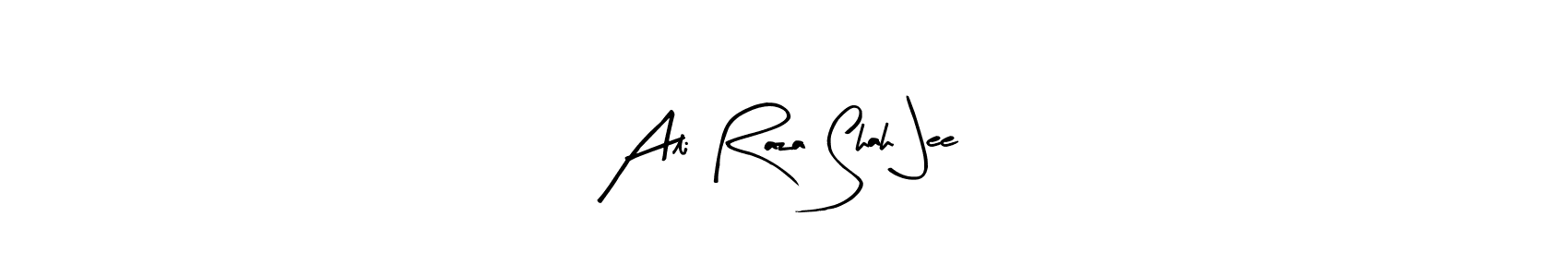 The best way (Arty Signature) to make a short signature is to pick only two or three words in your name. The name Ali Raza Shah Jee include a total of six letters. For converting this name. Ali Raza Shah Jee signature style 8 images and pictures png