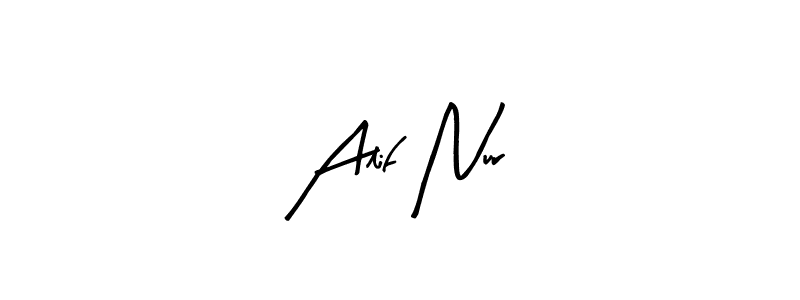 Similarly Arty Signature is the best handwritten signature design. Signature creator online .You can use it as an online autograph creator for name Alif Nur. Alif Nur signature style 8 images and pictures png