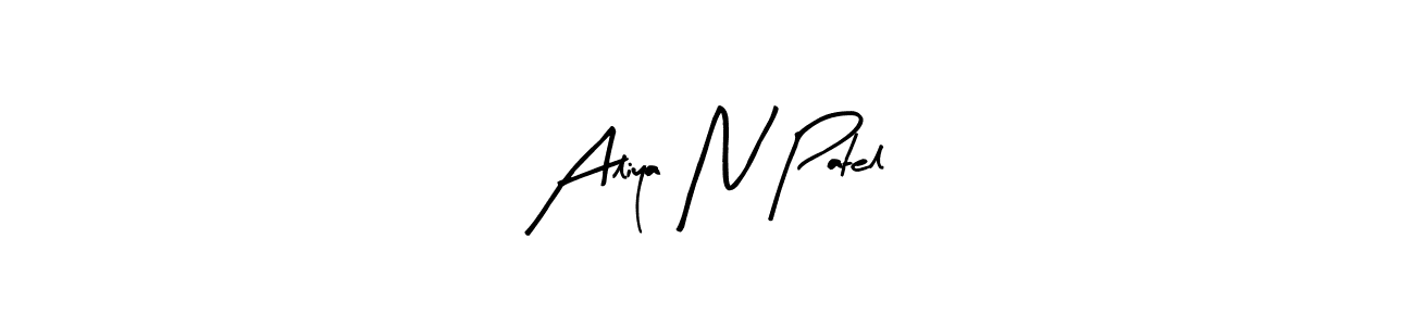 Create a beautiful signature design for name Aliya N Patel. With this signature (Arty Signature) fonts, you can make a handwritten signature for free. Aliya N Patel signature style 8 images and pictures png