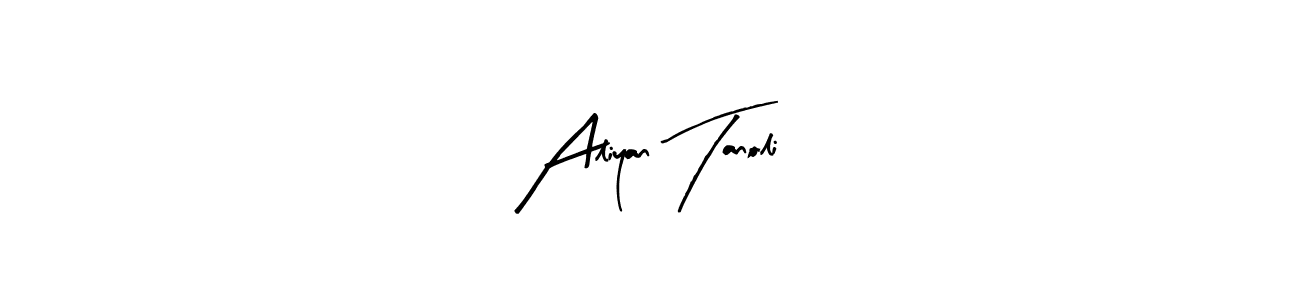 Make a beautiful signature design for name Aliyan Tanoli. With this signature (Arty Signature) style, you can create a handwritten signature for free. Aliyan Tanoli signature style 8 images and pictures png