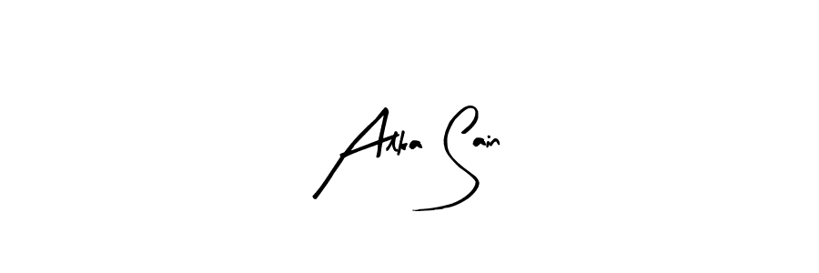Similarly Arty Signature is the best handwritten signature design. Signature creator online .You can use it as an online autograph creator for name Alka Sain. Alka Sain signature style 8 images and pictures png