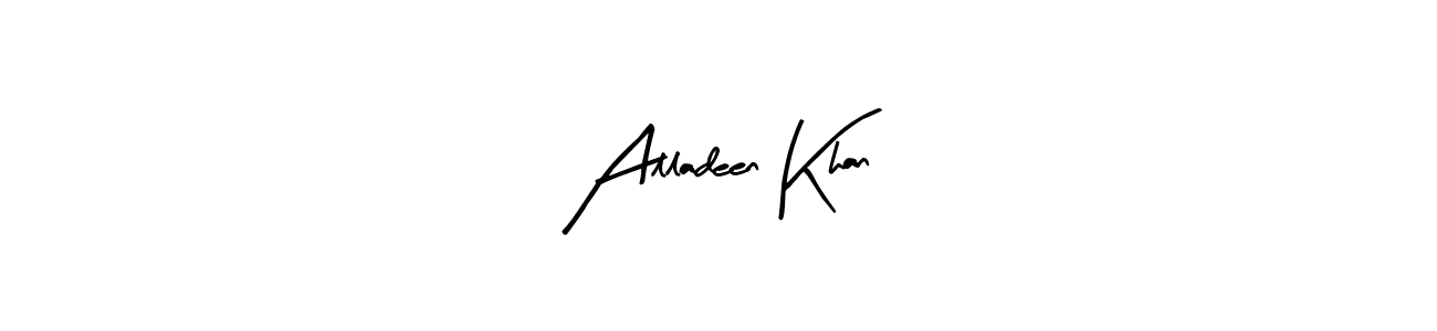 Create a beautiful signature design for name Alladeen Khan. With this signature (Arty Signature) fonts, you can make a handwritten signature for free. Alladeen Khan signature style 8 images and pictures png